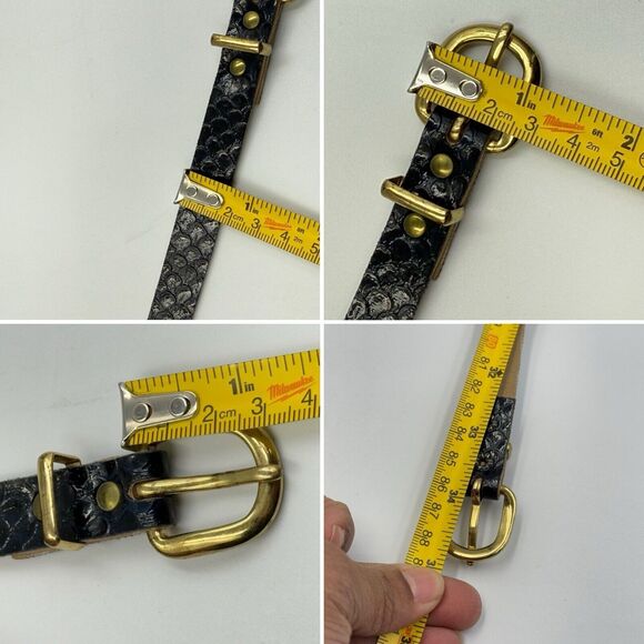 Women Gold Buckle Snakeskin Pattern Dress Belt Slim Wide Size 12 - Picture 8 of 15